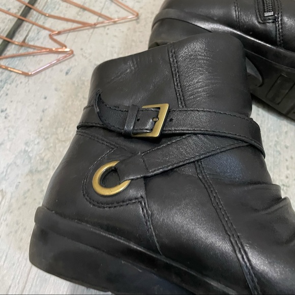 Naturalizer 7M ankle boots Cycle black leather flats zip buckle neutral Womens - Picture 4 of 10